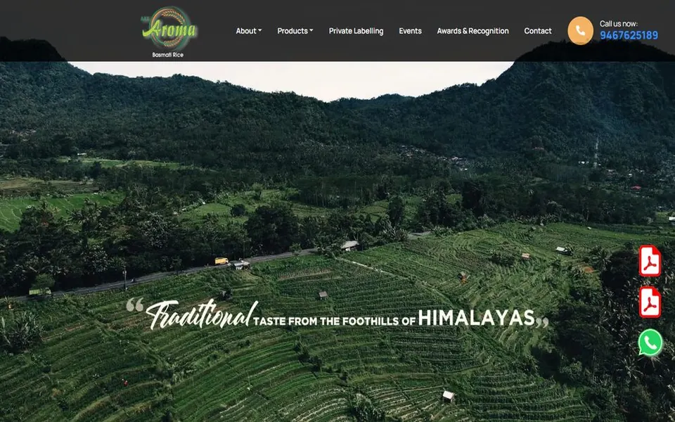 Screenshot of the Aroma Agrotech website