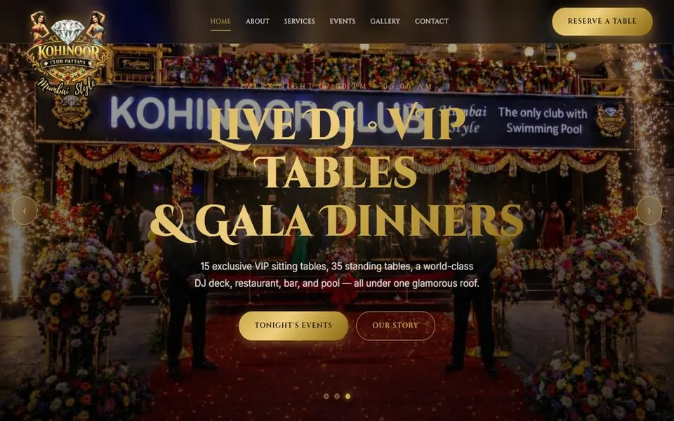 Screenshot of the Club Kohinoor website
