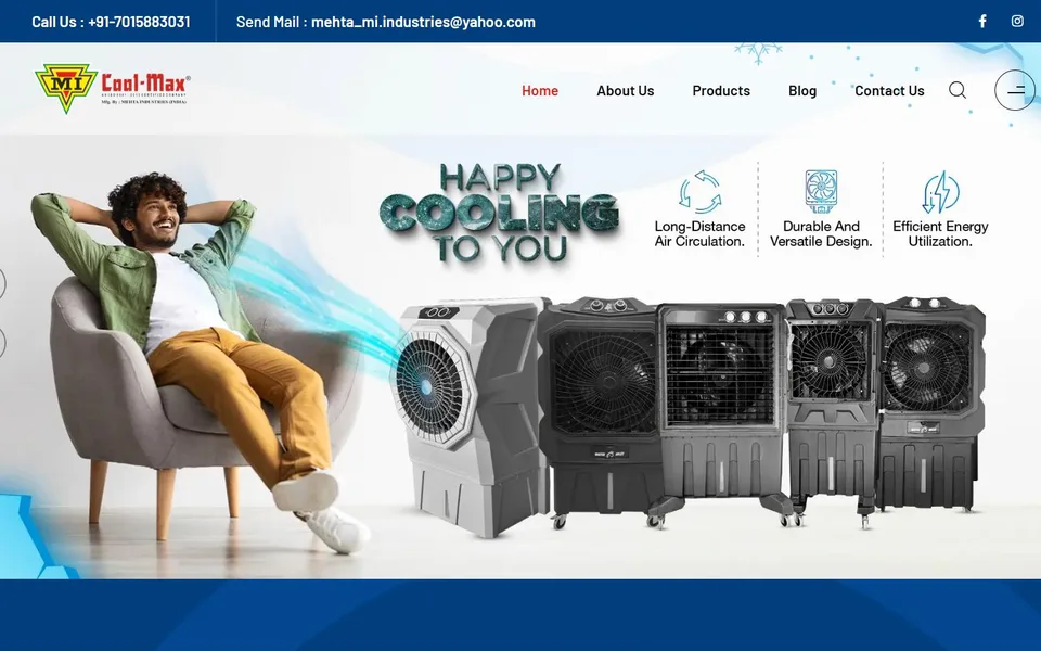 Screenshot of the Coolmax Coolers website
