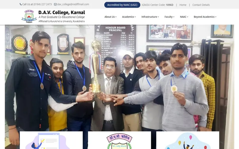 Screenshot of the D.A.V. College, Karnal website