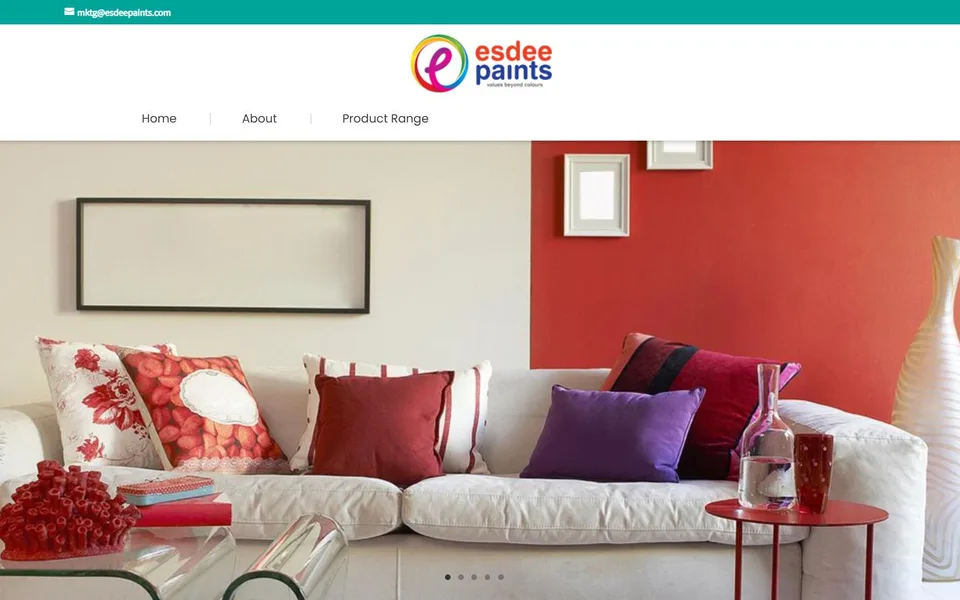 Screenshot of the Esdee Paints website