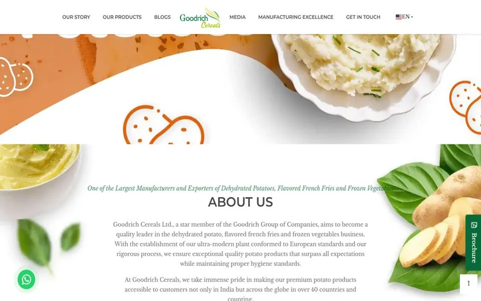 Screenshot of the Goodrich Cereals website