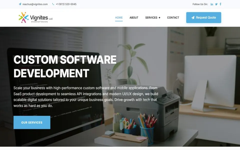 Screenshot of the Vignites website