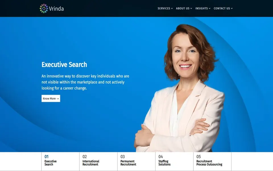 Screenshot of the Vrinda Consultants website